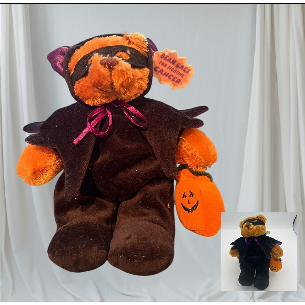 2006 8" Plushland Halloween Bat Costume Bear‎ Tags Bean Bags for Fighting Cancer